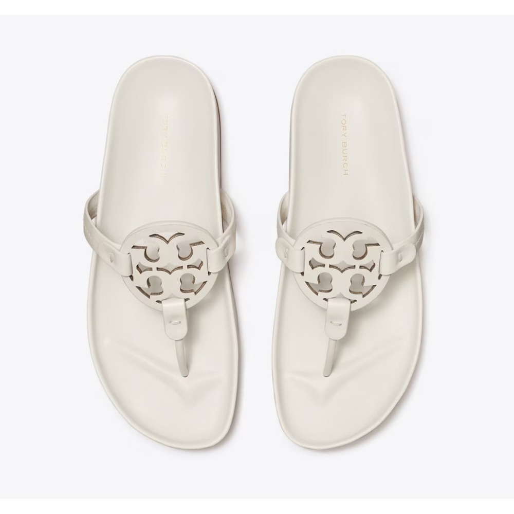 Tory Burch Cream Sandals with Logo Accent